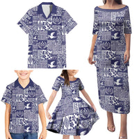 Blue Tonga Kilisimasi Fiefia Family Matching Puletasi and Hawaiian Shirt Pacific Patchwork Xmas Vibes LT9 - Polynesian Pride