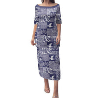 Blue Tonga Kilisimasi Fiefia Family Matching Puletasi and Hawaiian Shirt Pacific Patchwork Xmas Vibes LT9 Mom's Dress Blue - Polynesian Pride