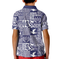 Blue Tonga Kilisimasi Fiefia Kid Polo Shirt Pacific Patchwork Xmas Vibes - Polynesian Pride