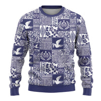 Blue Tonga Kilisimasi Fiefia Ugly Christmas Sweater Pacific Patchwork Xmas Vibes - Polynesian Pride