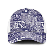 Blue Tonga Kilisimasi Fiefia Mesh Trucker Cap Pacific Patchwork Xmas Vibes LT9 One Size White Blue - Polynesian Pride