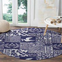 Blue Tonga Kilisimasi Fiefia Round Carpet Pacific Patchwork Xmas Vibes - Polynesian Pride