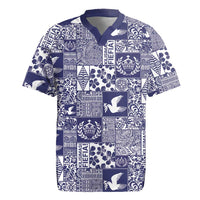 Blue Tonga Kilisimasi Fiefia Rugby Jersey Pacific Patchwork Xmas Vibes LT9 Blue - Polynesian Pride