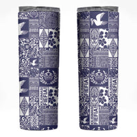 Blue Tonga Kilisimasi Fiefia Skinny Tumbler Pacific Patchwork Xmas Vibes - Polynesian Pride