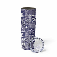 Blue Tonga Kilisimasi Fiefia Skinny Tumbler Pacific Patchwork Xmas Vibes - Polynesian Pride