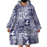 Blue Tonga Kilisimasi Fiefia Wearable Blanket Hoodie Pacific Patchwork Xmas Vibes - Polynesian Pride