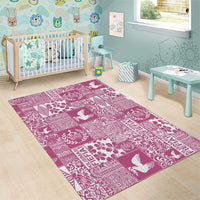 Pink Tonga Kilisimasi Fiefia Area Rug Pacific Patchwork Xmas Vibes - Polynesian Pride