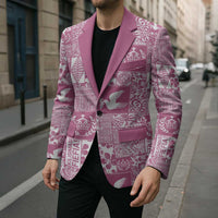 Pink Tonga Kilisimasi Fiefia Blazer Pacific Patchwork Xmas Vibes - Polynesian Pride