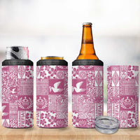 Pink Tonga Kilisimasi Fiefia 4 in 1 Can Cooler Tumbler Pacific Patchwork Xmas Vibes - Polynesian Pride
