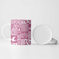 Pink Tonga Kilisimasi Fiefia Ceramic Mug Pacific Patchwork Xmas Vibes - Polynesian Pride