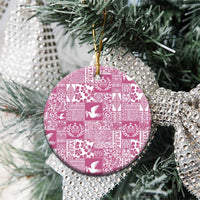 Pink Tonga Kilisimasi Fiefia Ceramic Ornament Pacific Patchwork Xmas Vibes - Polynesian Pride