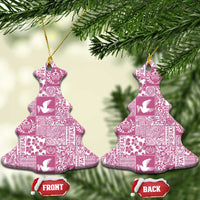 Pink Tonga Kilisimasi Fiefia Ceramic Ornament Pacific Patchwork Xmas Vibes - Polynesian Pride