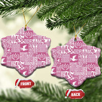 Pink Tonga Kilisimasi Fiefia Ceramic Ornament Pacific Patchwork Xmas Vibes - Polynesian Pride
