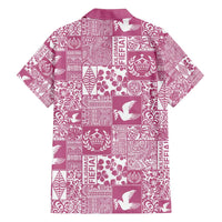 Pink Tonga Kilisimasi Fiefia Family Matching Off Shoulder Maxi Dress and Hawaiian Shirt Pacific Patchwork Xmas Vibes - Polynesian Pride