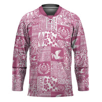 Pink Tonga Kilisimasi Fiefia Hockey Jersey Pacific Patchwork Xmas Vibes - Polynesian Pride
