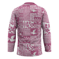 Pink Tonga Kilisimasi Fiefia Hockey Jersey Pacific Patchwork Xmas Vibes LT9 - Polynesian Pride