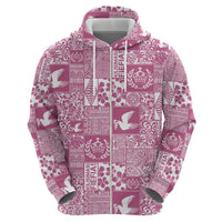 Pink Tonga Kilisimasi Fiefia Hoodie Pacific Patchwork Xmas Vibes - Polynesian Pride