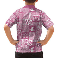 Pink Tonga Kilisimasi Fiefia Kid Hawaiian Shirt Pacific Patchwork Xmas Vibes - Polynesian Pride
