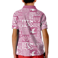 Pink Tonga Kilisimasi Fiefia Kid Polo Shirt Pacific Patchwork Xmas Vibes - Polynesian Pride