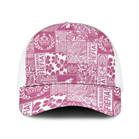 Pink Tonga Kilisimasi Fiefia Mesh Trucker Cap Pacific Patchwork Xmas Vibes - Polynesian Pride