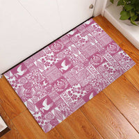 Pink Tonga Kilisimasi Fiefia Rubber Doormat Pacific Patchwork Xmas Vibes - Polynesian Pride