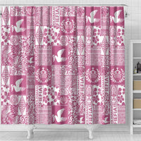 Pink Tonga Kilisimasi Fiefia Shower Curtain Pacific Patchwork Xmas Vibes - Polynesian Pride