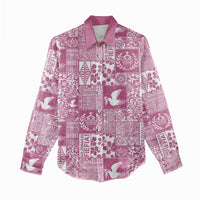 Pink Tonga Kilisimasi Fiefia Women Casual Shirt Pacific Patchwork Xmas Vibes - Polynesian Pride