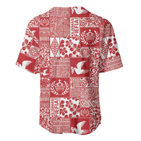 Red Tonga Kilisimasi Fiefia Baseball Jersey Pacific Patchwork Xmas Vibes LT9 - Polynesian Pride