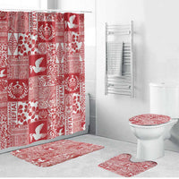 Red Tonga Kilisimasi Fiefia Bathroom Set Pacific Patchwork Xmas Vibes - Polynesian Pride