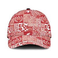 Red Tonga Kilisimasi Fiefia Classic Cap Pacific Patchwork Xmas Vibes LT9 Universal Fit Red - Polynesian Pride