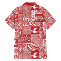 Red Tonga Kilisimasi Fiefia Family Matching Long Sleeve Bodycon Dress and Hawaiian Shirt Pacific Patchwork Xmas Vibes - Polynesian Pride