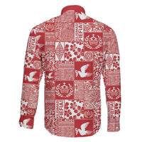 Red Tonga Kilisimasi Fiefia Family Matching Off Shoulder Short Dress and Hawaiian Shirt Pacific Patchwork Xmas Vibes LT9 - Polynesian Pride