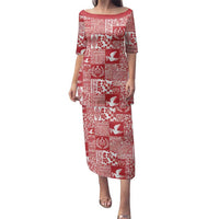 Red Tonga Kilisimasi Fiefia Family Matching Puletasi and Hawaiian Shirt Pacific Patchwork Xmas Vibes LT9 Mom's Dress Red - Polynesian Pride