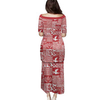 Red Tonga Kilisimasi Fiefia Family Matching Puletasi and Hawaiian Shirt Pacific Patchwork Xmas Vibes LT9 - Polynesian Pride