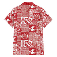 Red Tonga Kilisimasi Fiefia Family Matching Tank Maxi Dress and Hawaiian Shirt Pacific Patchwork Xmas Vibes LT9 - Polynesian Pride