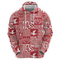 Red Tonga Kilisimasi Fiefia Hoodie Pacific Patchwork Xmas Vibes - Polynesian Pride