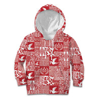 Red Tonga Kilisimasi Fiefia Kid Hoodie Pacific Patchwork Xmas Vibes - Polynesian Pride