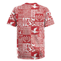 Red Tonga Kilisimasi Fiefia Rugby Jersey Pacific Patchwork Xmas Vibes LT9 - Polynesian Pride