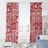 Red Tonga Kilisimasi Fiefia Window Curtain Pacific Patchwork Xmas Vibes - Polynesian Pride