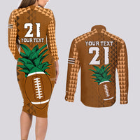 Custom Hawaii Honolulu Bowl Couples Matching Long Sleeve Bodycon Dress and Long Sleeve Button Shirt With Kakau Tribal Pattern LT9 - Polynesian Pride