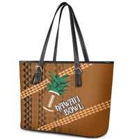 Custom Hawaii Honolulu Bowl Leather Tote Bag With Kakau Tribal Pattern LT9 - Polynesian Pride