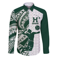 Polynesian Hawaii Volleyball Custom Family Matching Long Sleeve Bodycon Dress and Hawaiian Shirt Kakau with Sport Style