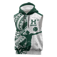 Polynesian Hawaii Volleyball Custom Sleeveless Hoodie Kakau with Sport Style LT9 White - Polynesian Pride