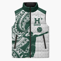 Polynesian Hawaii Volleyball Custom Sleeveless Puffer Jacket Kakau with Sport Style LT9 Unisex White - Polynesian Pride