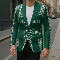 Polynesian Hawaii Volleyball Custom Blazer Green Kakau with Map Motif - Polynesian Pride