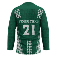Polynesian Hawaii Volleyball Custom Hockey Jersey Green Kakau with Map Motif - Polynesian Pride