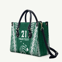 Polynesian Hawaii Volleyball Custom Leather Bag Green Kakau with Map Motif - Polynesian Pride