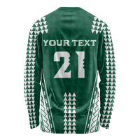 Polynesian Hawaii Volleyball Custom Long Sleeve Shirt Green Kakau with Map Motif
