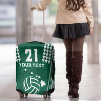 Polynesian Hawaii Volleyball Custom Luggage Cover Green Kakau with Map Motif