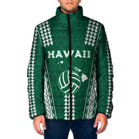 Polynesian Hawaii Volleyball Custom Padded Jacket Green Kakau with Map Motif LT9 Men Green - Polynesian Pride